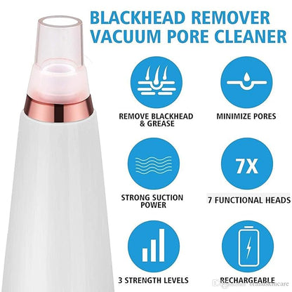 6-in-1 Multi-Function Blackhead Remover Vacuum | Electric Pore Cleaner & Dermasuction Tool | USB Rechargeable Facial Pore Extractor for All Skin Types