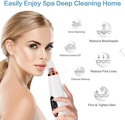 6-in-1 Multi-Function Blackhead Remover Vacuum | Electric Pore Cleaner & Dermasuction Tool | USB Rechargeable Facial Pore Extractor for All Skin Types